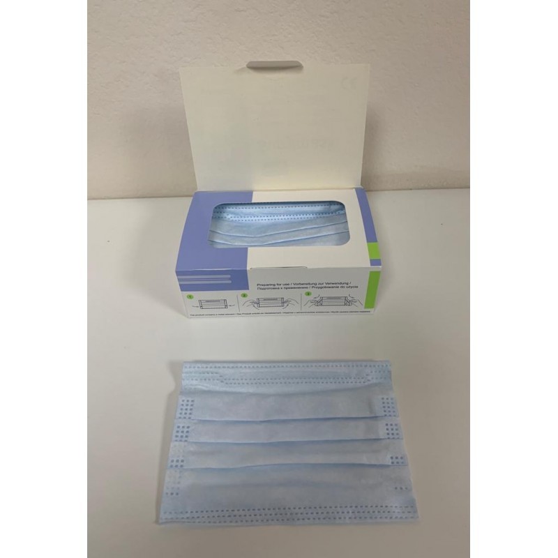 30gb zils 3-slāņu sejas maskas aizsargmaska bērniem