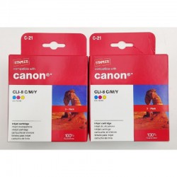 2x Canon CLI-8 CMY printeru kasetnes 3x13ml Staples CLI8 color