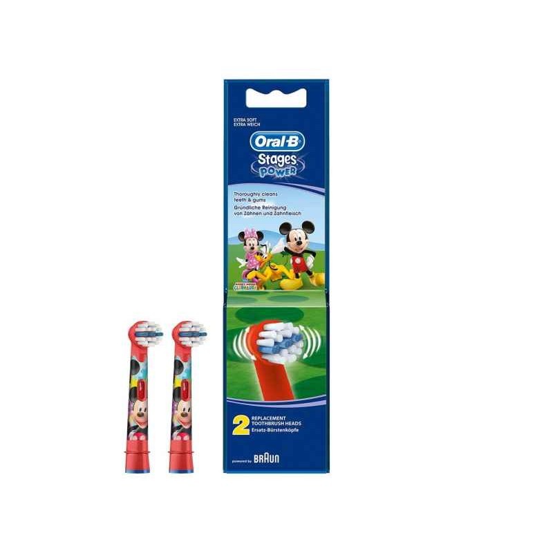 2gb OralB Bērnu El Zobu Birstes rezerves uzgaļi Mickey Mouse Braun Oral-B Zobu