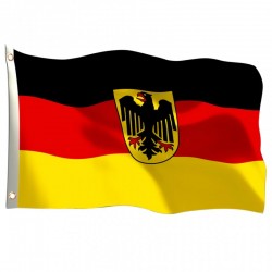 Vācijas valsts karogs ar ģerboni 90x150cm ar masta piedurkni Germany