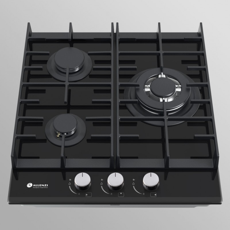 Allenzi BOS45 black iebūvēta gāzes plīts 3sildvirsmas 45cm BOS 45