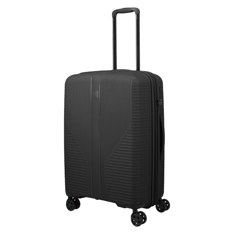 Vidēja izmēra plastmasas koferis Travelite Air Stripe V Black