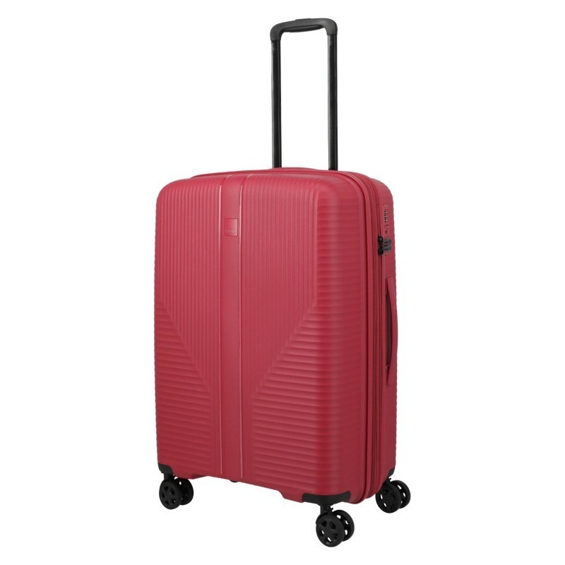 Vidēja izmēra plastmasas koferis Travelite Air Stripe V red
